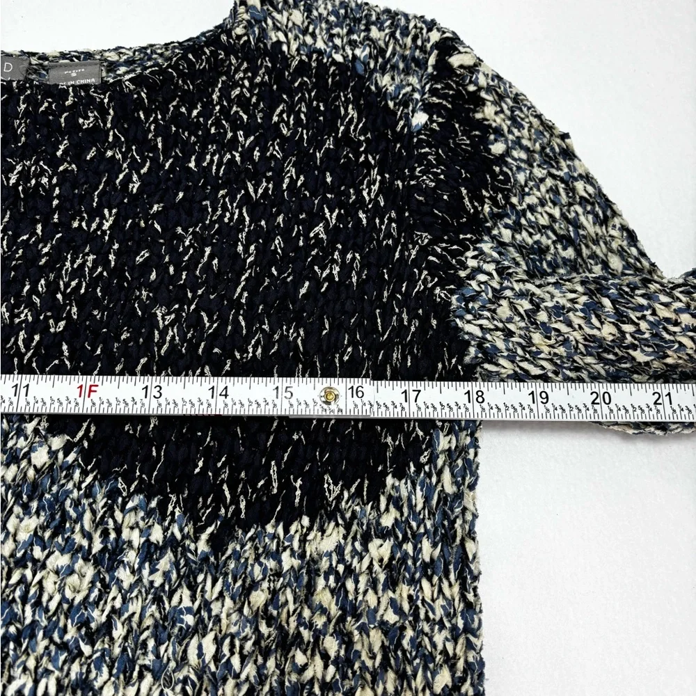 Sigrid Olsen Petite S Hand-Knit Textured Sweater Blue Cream Abstract‎ Cozy - Picture 4 of 8